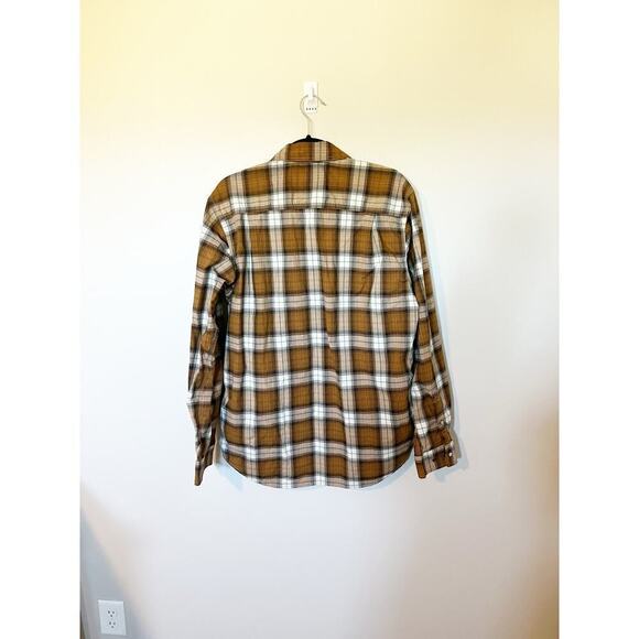 Carhartt relaxed fit ruggged flex brown plaid pearl snap button up men’s medium - Picture 2 of 8